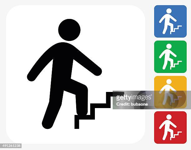 businessman progress icon flat graphic design - stairs stock illustrations