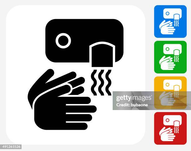 stockillustraties, clipart, cartoons en iconen met drying hands icon flat graphic design - haar föhnen