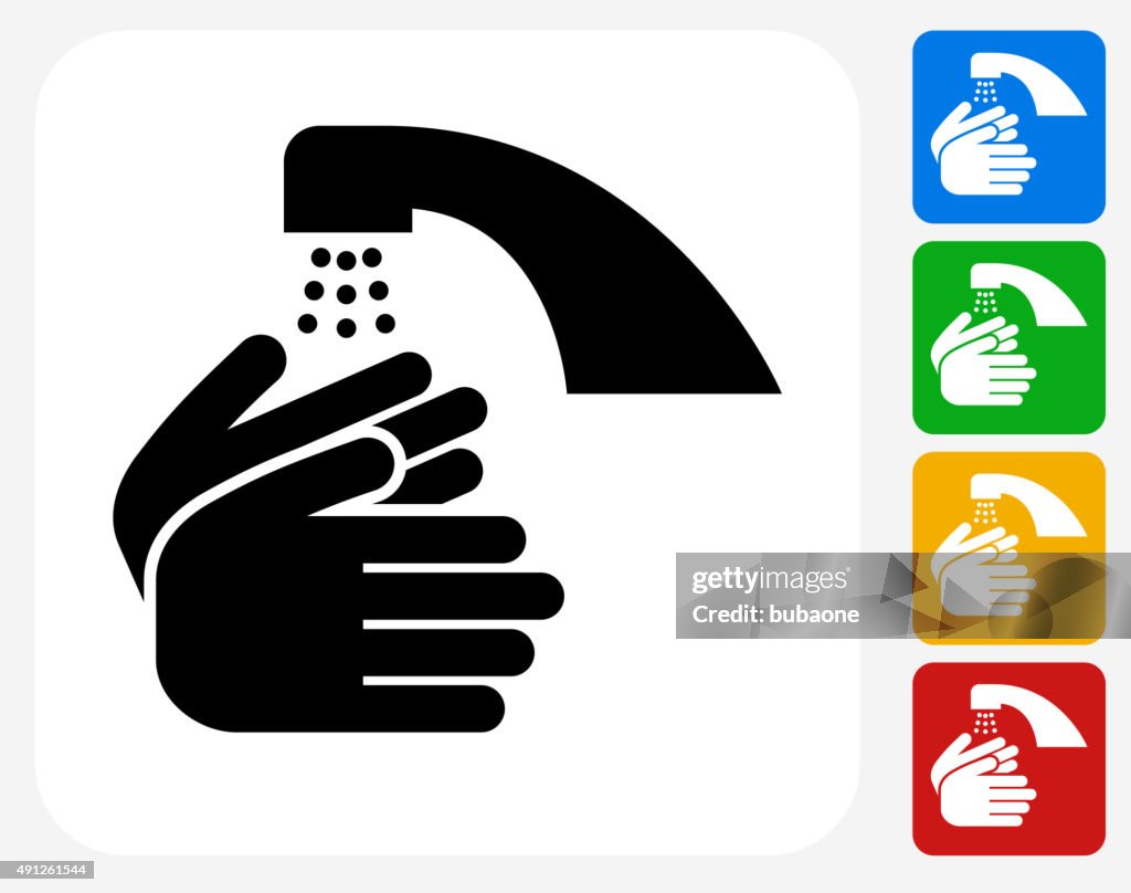 Washing Hands Icon Flat Graphic Design