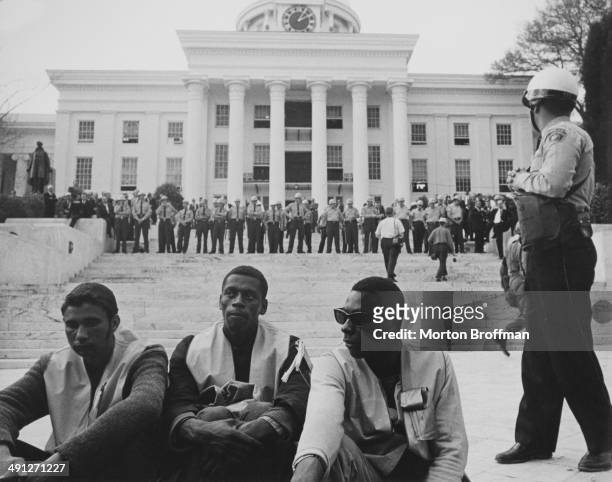 The Alabama State Capitol, Montgomery, Alabama, at the culmination of the Selma to Montgomery March, March 1965.