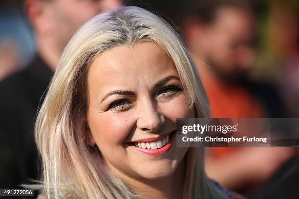 Charlotte Church takes part in an anti-austerity protest during the first day of the Conservative Party Autumn Conference 2015 on October 4, 2015 in...