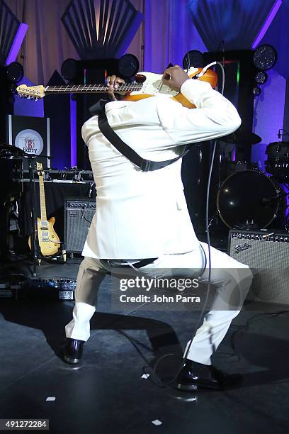 Wyclef Jean performs onstage at Barry University's 75th Anniversary Birthday Bash at Soho Studios on October 3, 2015 in Miami, Florida.