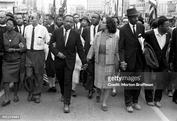 Dr. Martin Luther King, Jr. Arrives in Montgomery, Alabama on March 25th 1965 at the culmination of the Selma to Montgomery March. Pictured from...