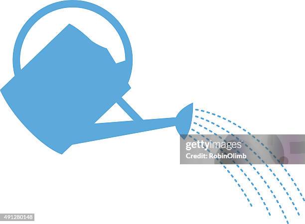 blue watering can - jug stock illustrations