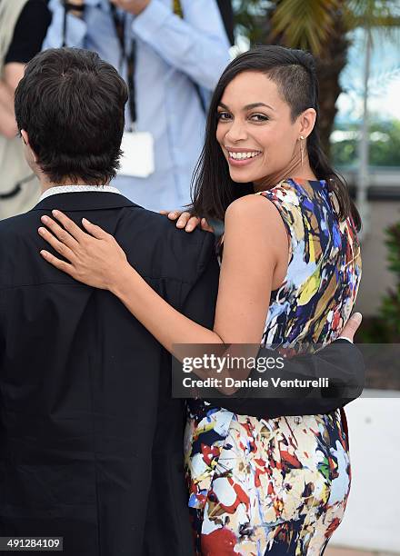 Director Atom Egoyan and actress Rosario Dawson attend "Captives" photocall at the 67th Annual Cannes Film Festival on May 16, 2014 in Cannes, France.