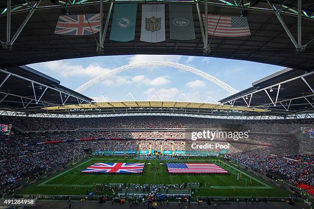 General view prior to the game between Miami Dolphins and New York Jets at Wembley Stadium on October 4, 2015 in London, England.