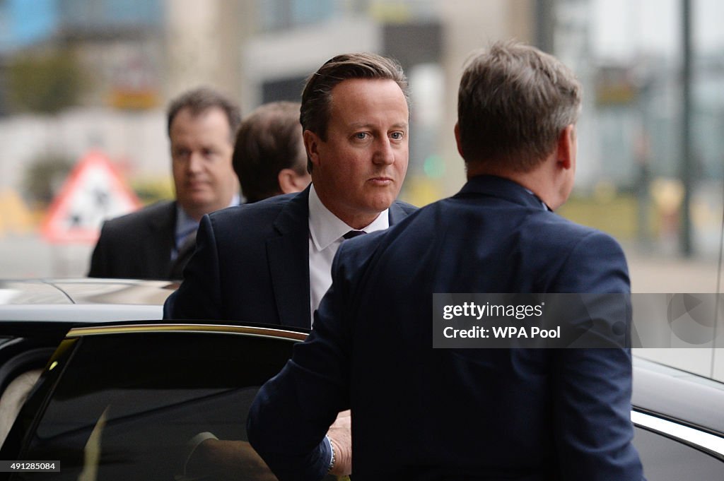 British Prime Minister David Cameron Appears On The Andrew Marr Show