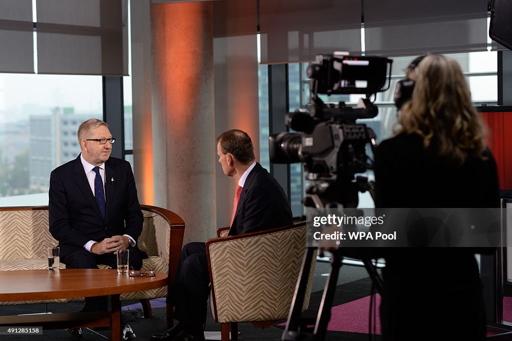 British Prime Minister David Cameron Appears On The Andrew Marr Show