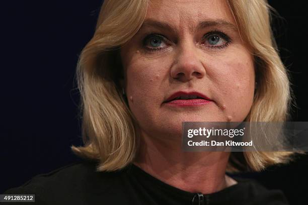 Justine Greening, International development secretary speaks during day one of the Conservative Party Conference on October 4, 2015 in Manchester,...