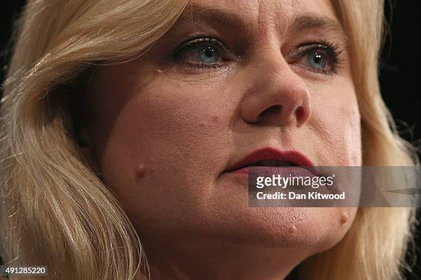 Justine Greening, International development secretary speaks during day one of the Conservative Party Conference on October 4, 2015 in Manchester,...