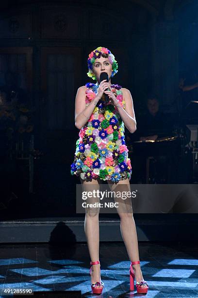 Miley Cyrus" Episode 1684 -- Pictured: Miley Cyrus during the monologue on October 3, 2015 --