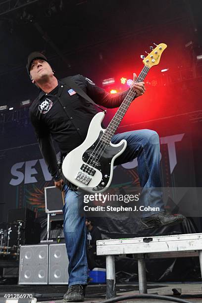 Vince Hornsby of Sevendust performs during the Louder Than Life Music Festival at Champions Park on October 3, 2015 in Louisville, Kentucky.