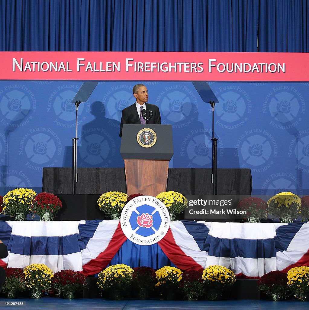 President Obama Speaks At The National Fallen Firefighters Memorial Service