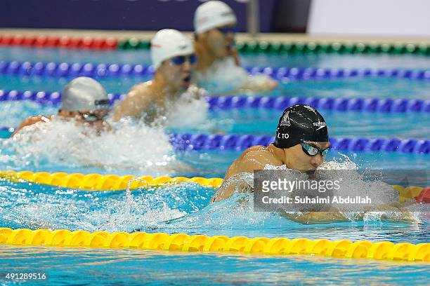 Kenneth To of Australia competes in the Men's 200m Individual Medley Final during the FINA World Cup at the OCBC Aquatic Centre on October 4, 2015 in...