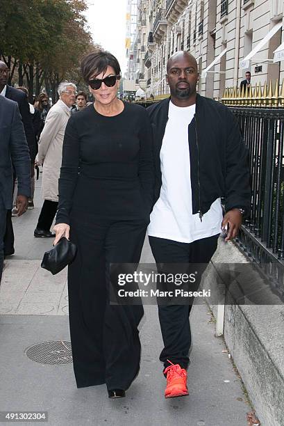 Kris Jenner and Corey Gamble are seen strolling on 'Avenue Montaigne' on October 4, 2015 in Paris, France.