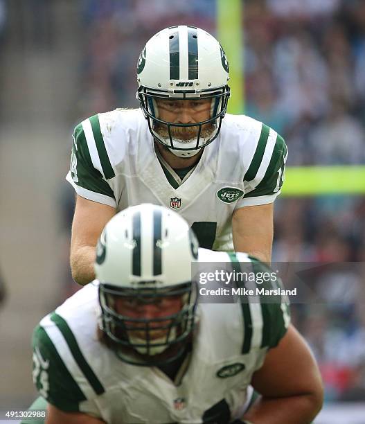 Ryan Fitzpatrick at the annual NFL International fixture as the New York Jets compete against the Miami Dolphins at Wembley Stadium on October 4,...