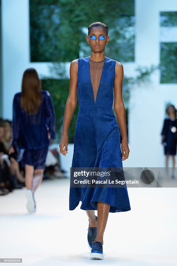 Paris Ii Model A model walks the runway during the Akris show as part of the Paris ...