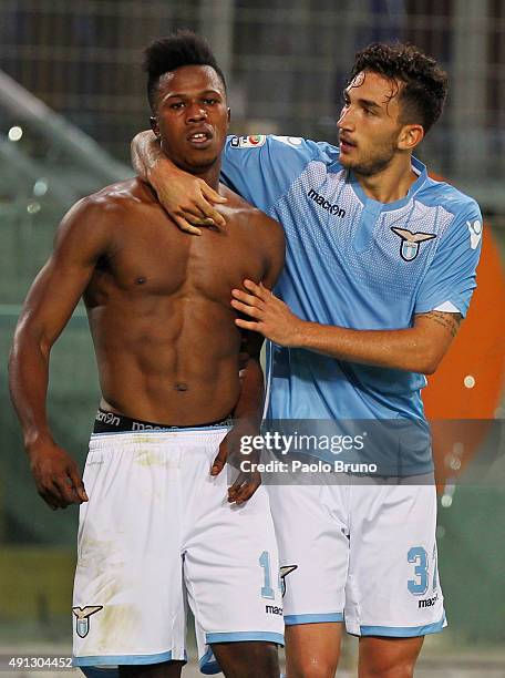 Diao Keita Balde with Danilo Cataldi of SS Lazio celebrates after scoring the opening goal during the Serie A match between SS Lazio and Frosinone...