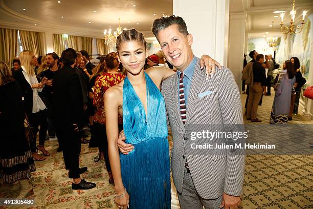 Zendaya and Stefano Tonchi attend Buro 24/7 Family Presentation of 9 Fashion Designers from Russia, Ukraine and Kazakhstan at Hotel Bristol on...