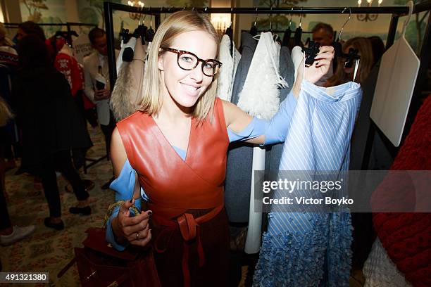 Ksenia Sobchak attend Buro 24/7 Family Presentation of 9 Fashion Designers from Russia, Ukraine and Kazakhstan at Hotel Bristol on October 4, 2015 in...