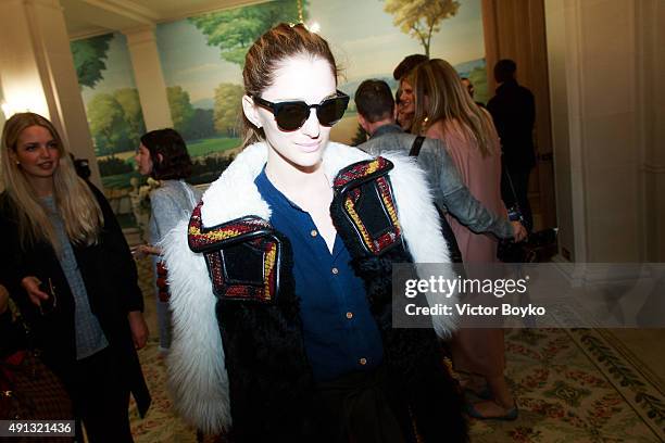 Sofia Sanchez attends Buro 24/7 Family Presentation of 9 Fashion Designers from Russia, Ukraine and Kazakhstan at Hotel Bristol on October 4, 2015 in...