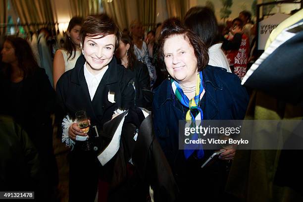 Karina Dobrotvorskaya, Suzy Menkes attends Buro 24/7 Family Presentation of 9 Fashion Designers from Russia, Ukraine and Kazakhstan at Hotel Bristol...