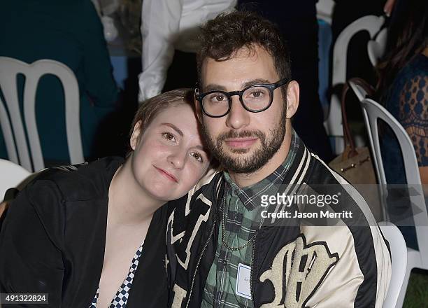 Actress/writer Lena Dunham and musician Jack Antonoff attend The Rape Foundation's annual brunch at Greenacres, The Private Estate of Ron Burkle on...