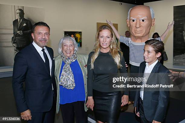 Maya Widmaier Picasso with her childrens Olivier Widmaier Picasso, Diana Widmaier Picasso and her Grand Son Edouard Widmaier Picasso attend the...