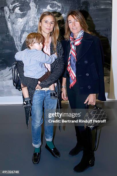 Victoire de Pourtales, her son and Princess Alexandra Borghese attend the 'Picasso Mania' : Press Preview. Held at Grand Palais on October 4, 2015 in...