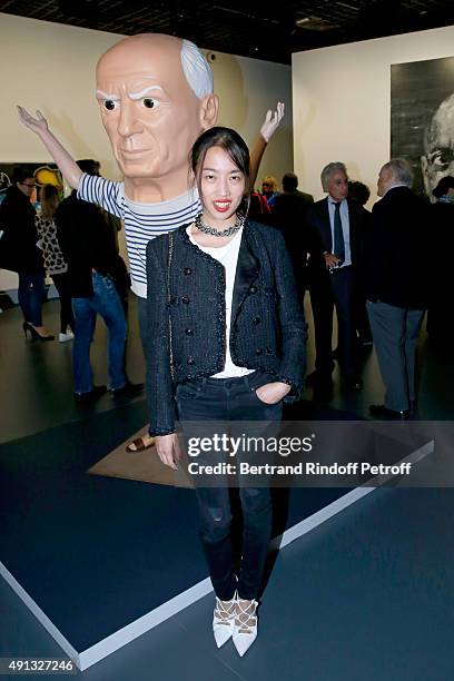 Chinese Artist Yi Zhou attends the 'Picasso Mania' : Press Preview. Held at Grand Palais on October 4, 2015 in Paris, France.