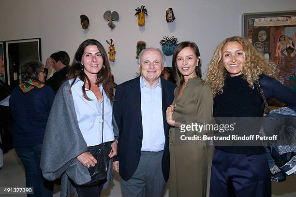 Denise Vilgrain, Davide Nahmad, Almine Ruiz-Picasso and Almina attend the 'Picasso Mania' : Press Preview. Held at Grand Palais on October 4, 2015 in...