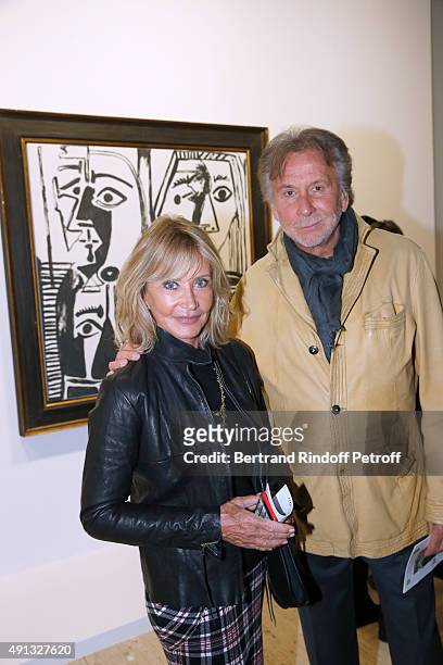Contemporary Artist Bernar Venet and his wife Diane attend the 'Picasso Mania' : Press Preview. Held at Grand Palais on October 4, 2015 in Paris,...