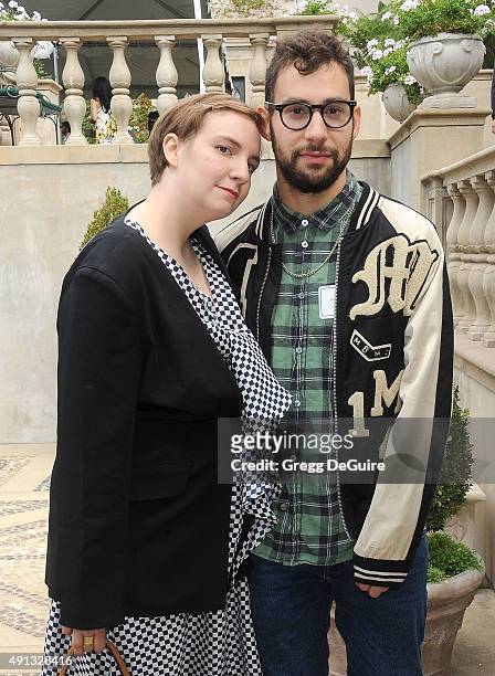 Actress Lena Dunham and musician Jack Antonoff arrive at The Rape Foundation's Annual Brunch at Greenacres, The Private Estate of Ron Burkle on...