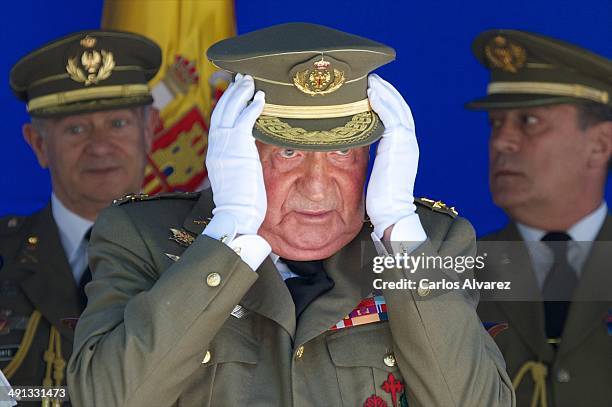 King Juan Carlos of Spain attends the 250 memorial anniversary of the opening of The Royal College of Artillery at the Alcazar de Segovia on May 16,...