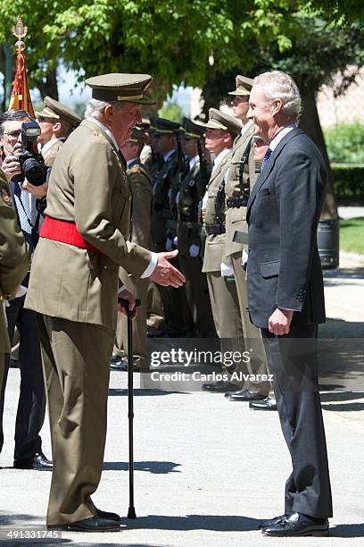 King Juan Carlos of Spain and Spanish Defence Minister Pedro Morenes attend the 250 memorial anniversary of the opening of The Royal College of...