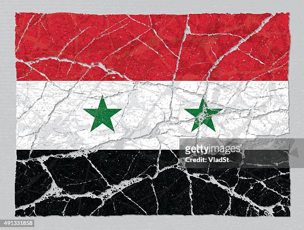 gebrochen broken grunge strukturierte flagge von syrien - syrien stock-grafiken, -clipart, -cartoons und -symbole