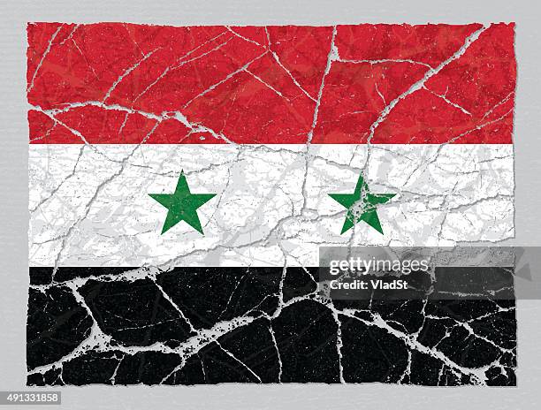 cracked broken grunge textured flag of syria - syrie stock illustrations