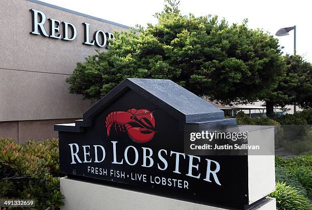 Sign is posted in front of a Red Lobster restaurant on May 16, 2014 in San Bruno, California. Darden Restaurants announced an agreement to sell its...