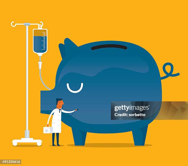 financial crisis - sparschwein stock-grafiken, -clipart, -cartoons und -symbole