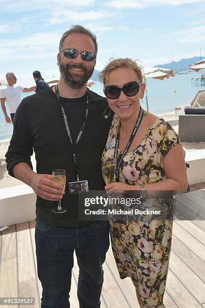 Sam Lavender and Anna Higgs attend Deadline's Cocktails on the Croisette in partnership with AmericanExpress and Film Fraternity at La Gold Plage on...