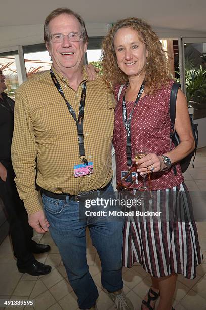 Pete Hammond and Linda Lichter attend Deadline's Cocktails on the Croisette in partnership with AmericanExpress and Film Fraternity at La Gold Plage...