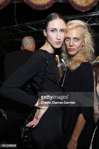 Anna Cleveland and guest attend the Alexander McQueen/ AnOther Magazine After Partyas part of the Paris Fashion Week Womenswear Spring/Summer 2016 on...