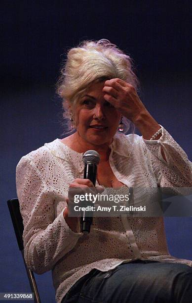 Actress Sherilyn Fenn who played on the TV series Twin Peaks the character Audrey Horne speaks during a Q&A at the sixth annual Twin Peaks UK...