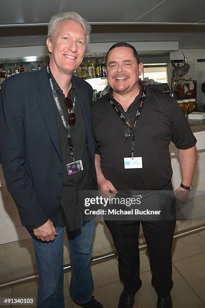 Chris McGurk and Mike Fleming attend Deadline's Cocktails on the Croisette in partnership with AmericanExpress and Film Fraternity at La Gold Plage...