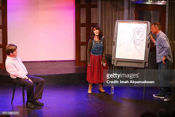 Actors George McGrath, Sherri Stoner, and Peter Hastings perform onstage at the The Groundlings Theatre's celebration of their 40th Anniversary with...