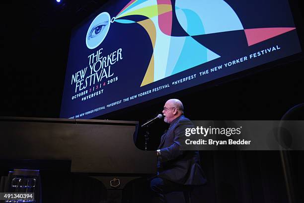 Musician Billy Joel performs onstage at the New Yorker Festival 2015 - Billy Joel Talks With Nick Paumgarten at SIR Stage 37 on October 4, 2015 in...