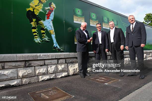 Helmut Sandrock general secretary of German Football Association attends with Thomas-Werner Zahn , Director Marketing Volkswagen Cars, Joachim E....