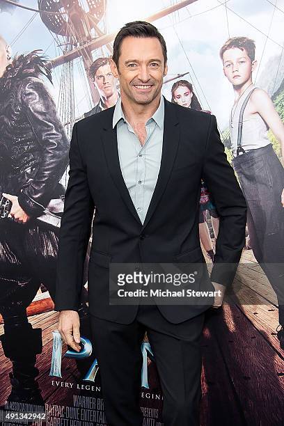 Actor Hugh Jackman attends the "Pan" New York premiere at Ziegfeld Theater on October 4, 2015 in New York City.