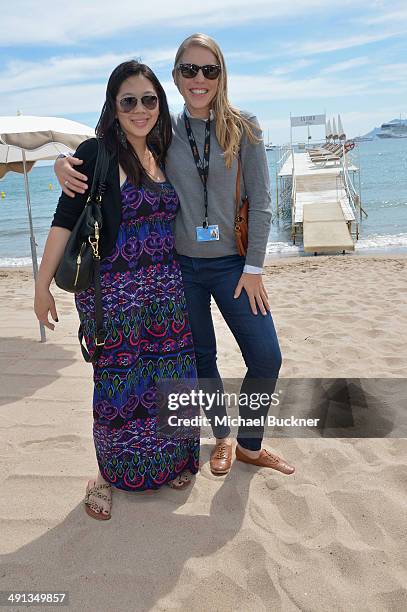 Tiffany Wu and Chloe Weaver attend Deadline's Cocktails on the Croisette in partnership with AmericanExpress and Film Fraternity at La Gold Plage on...