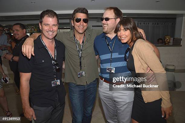 Aaron Heck,Tedi Sarafian,John Negropontes and Kim Matuka attend Deadline's Cocktails on the Croisette in partnership with AmericanExpress and Film...